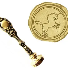 Винтаж Прохладный Единорог Лошадь индивидуальный логотип роскошные воск уплотнительное штамп латунь павлин металлической ручкой подарочный набор