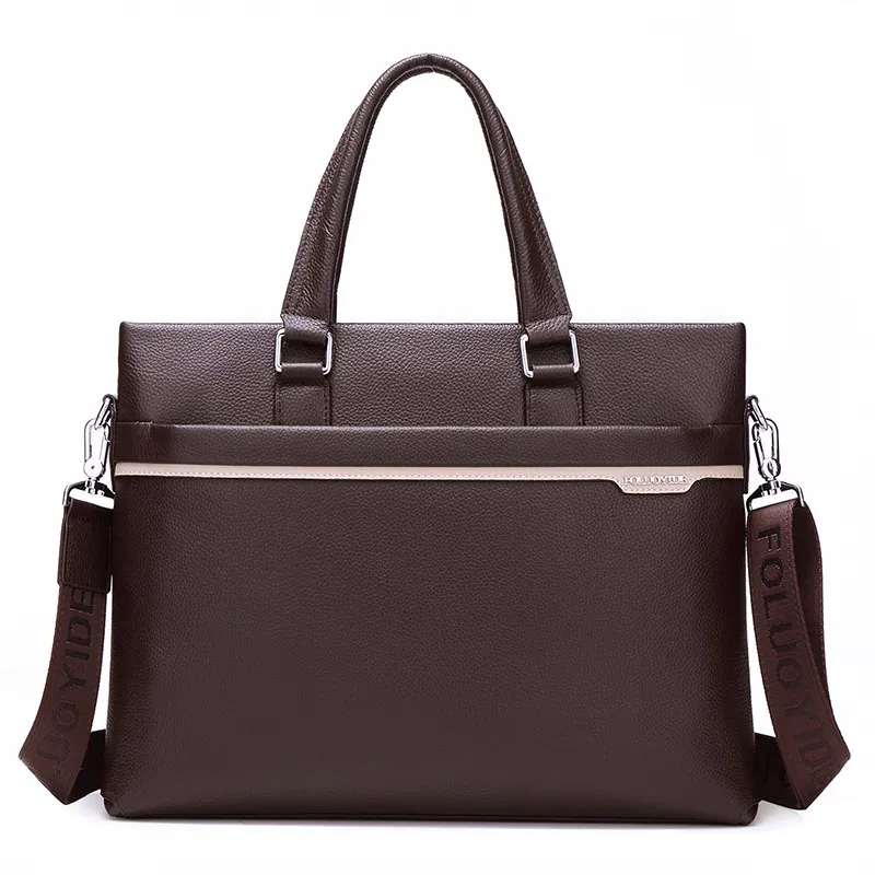 Buy men's briefcases classic Genuine Leather