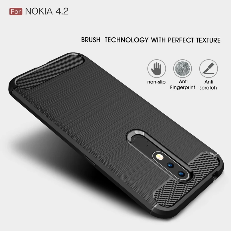 Чехол из углеродного волокна для Nokia 4 2/Nokia4.2 противоударный мягкий ТПУ матовый