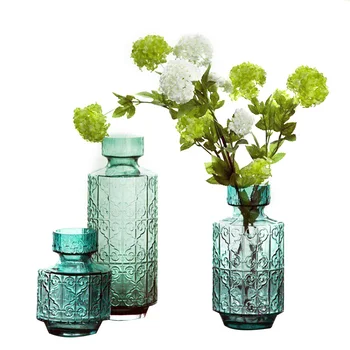 

American Style Vintage Glass Vases Floor Vase Home Decoration Accessories Modern Tabletop Vase Flower Pot Household Furnishing