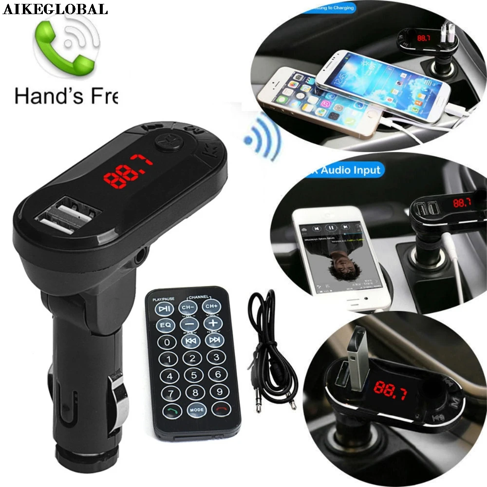 Беспроводной fm-передатчик AIKEGLOBAL Hi-Fi Bluetooth MP3 плеер Handsfree автомобильный комплект USB