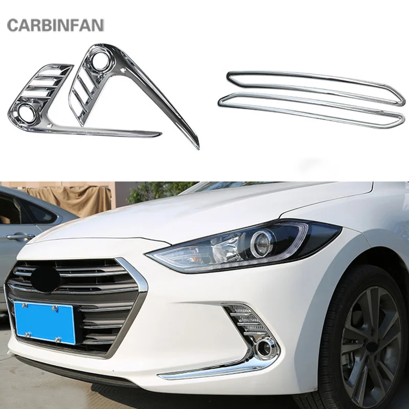 

Front + rear fog light frame cover trim front fog Lamp frame decoration Sticker For Hyundai Elantra Avante 2016 2017 2018 C1248