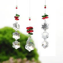 H D 3pcs Christmas Decor Snowflake Tree Pendants Crystal Chandelier Part Prisms Hanging Drops Suncatcher Home