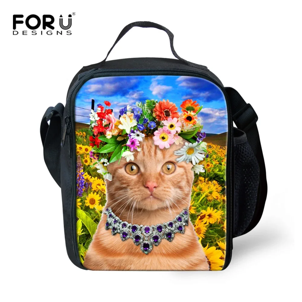 FORUDESIGNS Kawaii Animal Cat Lunch Bag Women Food Thermal Bag