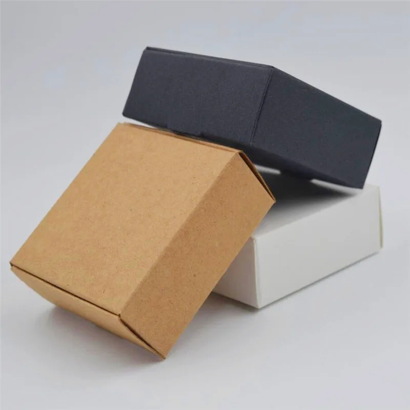 

100pcs/lot Kraft paper packing boxes,brown plain jewelry packaging box,natural black kraft craft white gift boxes 7*7*2.2cm