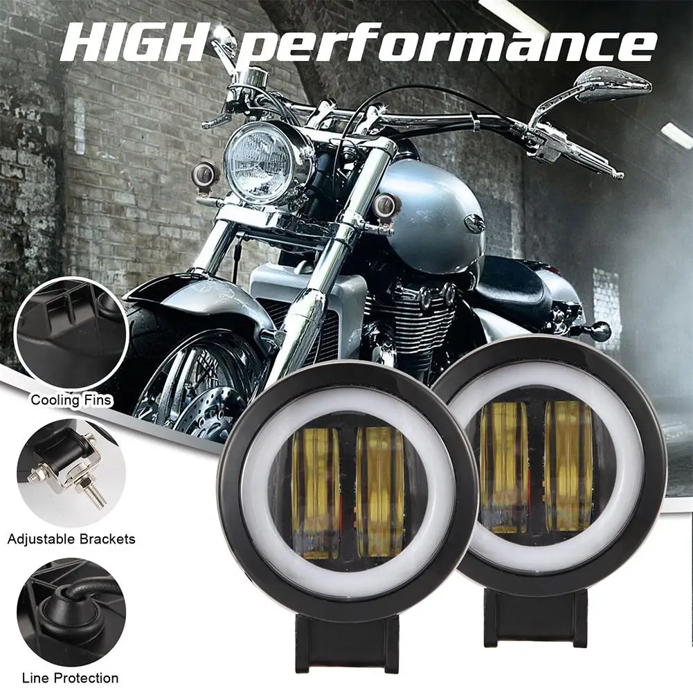 

Adeeing 1/2 Pcs Waterproof 40W Fog Light 6000K Round Led Angel Eye Light Strip Off-Road Vehicle Work Light Motorcycle Light