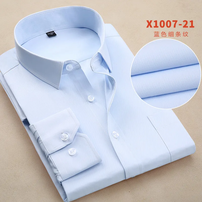 Мужская одежда Саржевые рубашки формальная деловая, общественная рубашка Классический дизайн плюс размер длинный рукав нежелезные рубашки S-8XL - Цвет: PMX100721