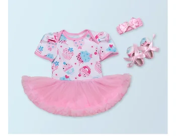 

50-57cm npkdoll Reborn Silicone Babies dolls clothes 3pcs/lot pink dress with headdress romper dolls accessories toy gifts