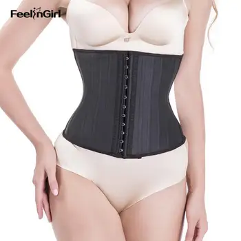 

FeelinGirl Latex Waist Tranier Body Shapers Fajas Colombianas 25 Steel Bones Women Slimming Belt Corset Shapewear Binder Trans