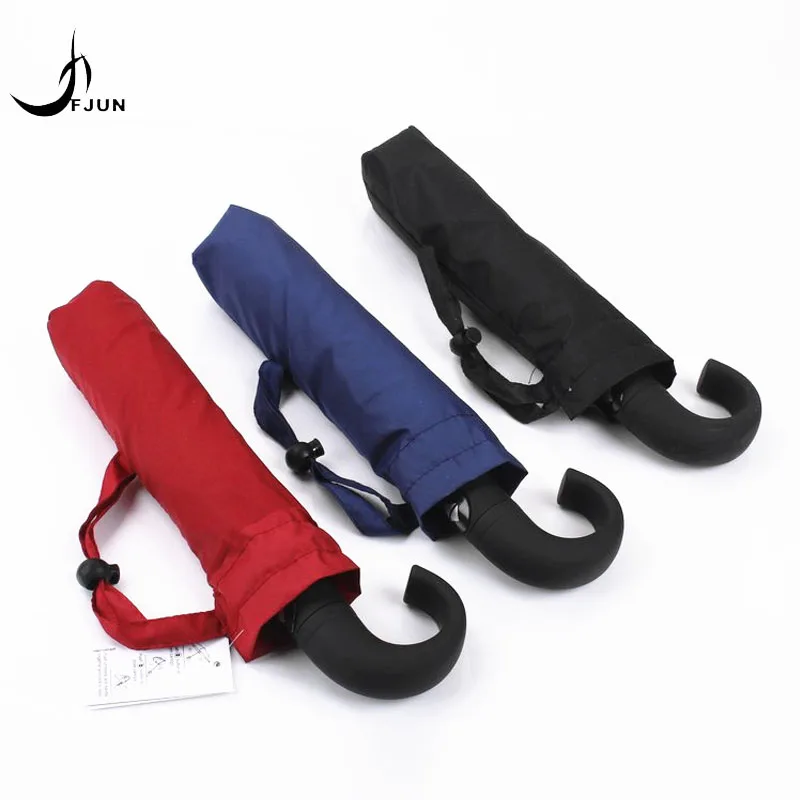 

Curved Handle men Automatic business Umbrella Male Windproof Black Big Umbrellas corporation three folding anti-uv paraguas Gift
