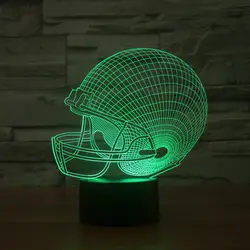 Регби кепки Красочные акриловые 3D лампа сенсорный круглый нижний подарок Usb Led 3d светильники визуальный стерео постепенная 3d ночник