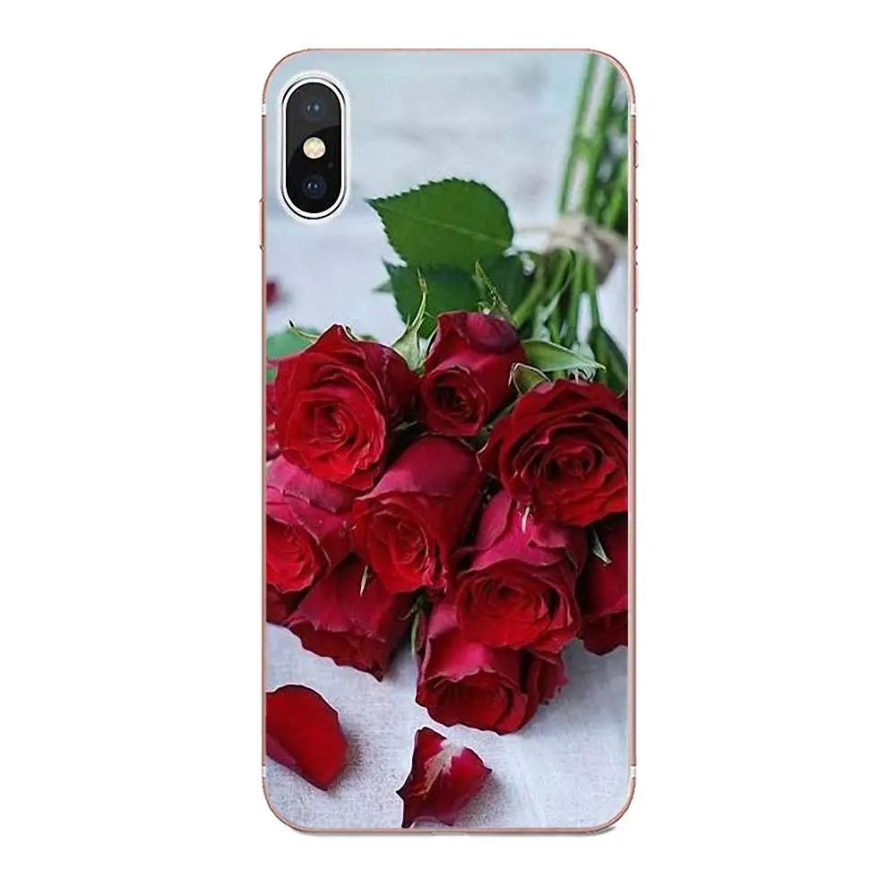 Мягкий ТПУ узор Розовый красивый сад красные розы цветы для Apple iPhone 4 4S 5 5C 5S SE 6 6S 7 8