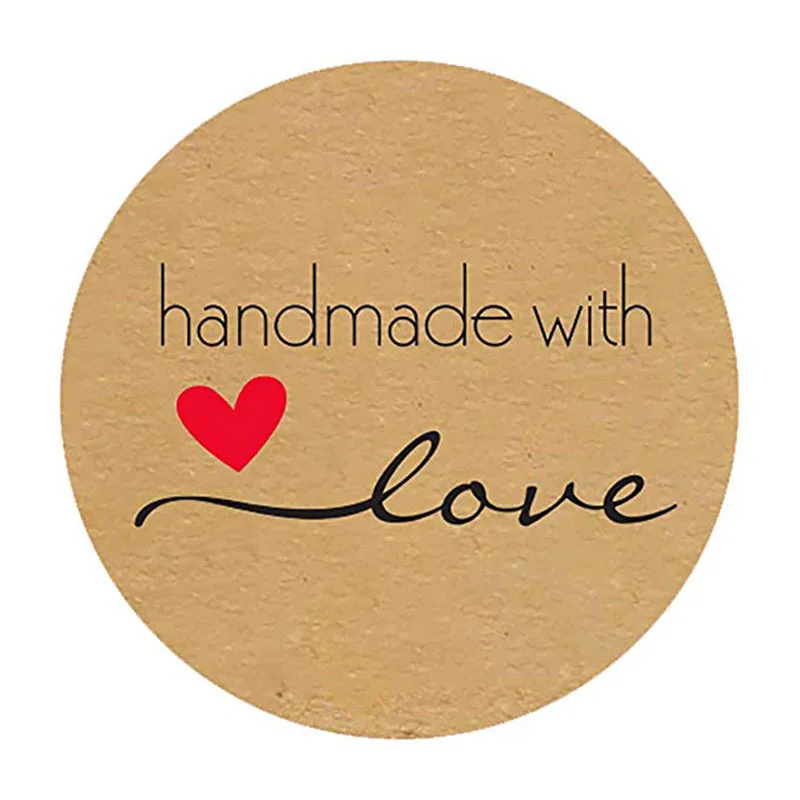 

500pcs Handmade with Love Packaging Gift Box Sticker Candy Dragees Box Kraft Paper Chocolate Cake Gift Bags Wrapping Supplies