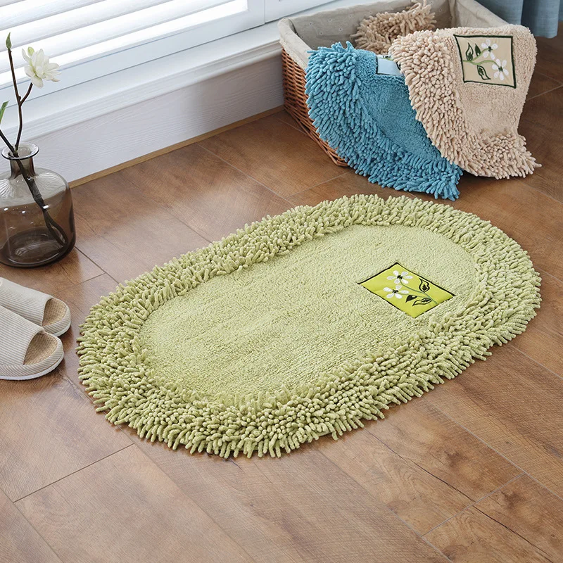 Cotton chenille mats Oval carpet Cloth embroidered kitchen ...