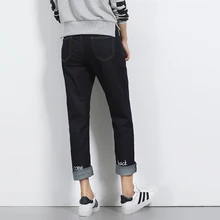 Новая мода плюс размер женские джинсы брюки большие ярдов ветер прямые бойфренды женские джинсовые брюки bf Свободные прямые джинсы женские