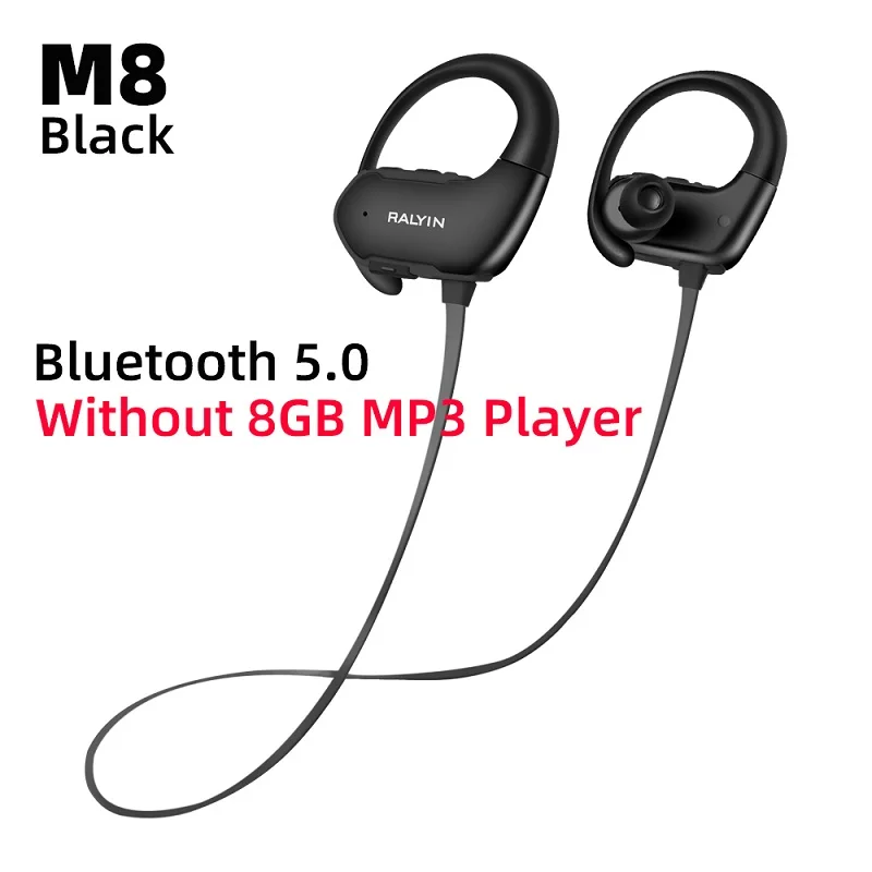 Ralyin M8 bluetooth 5,0 наушники IPX7 водонепроницаемые спортивные беспроводные наушники 8 часов воспроизведения auriculares bluetooth inalambrico - Цвет: M8 Black