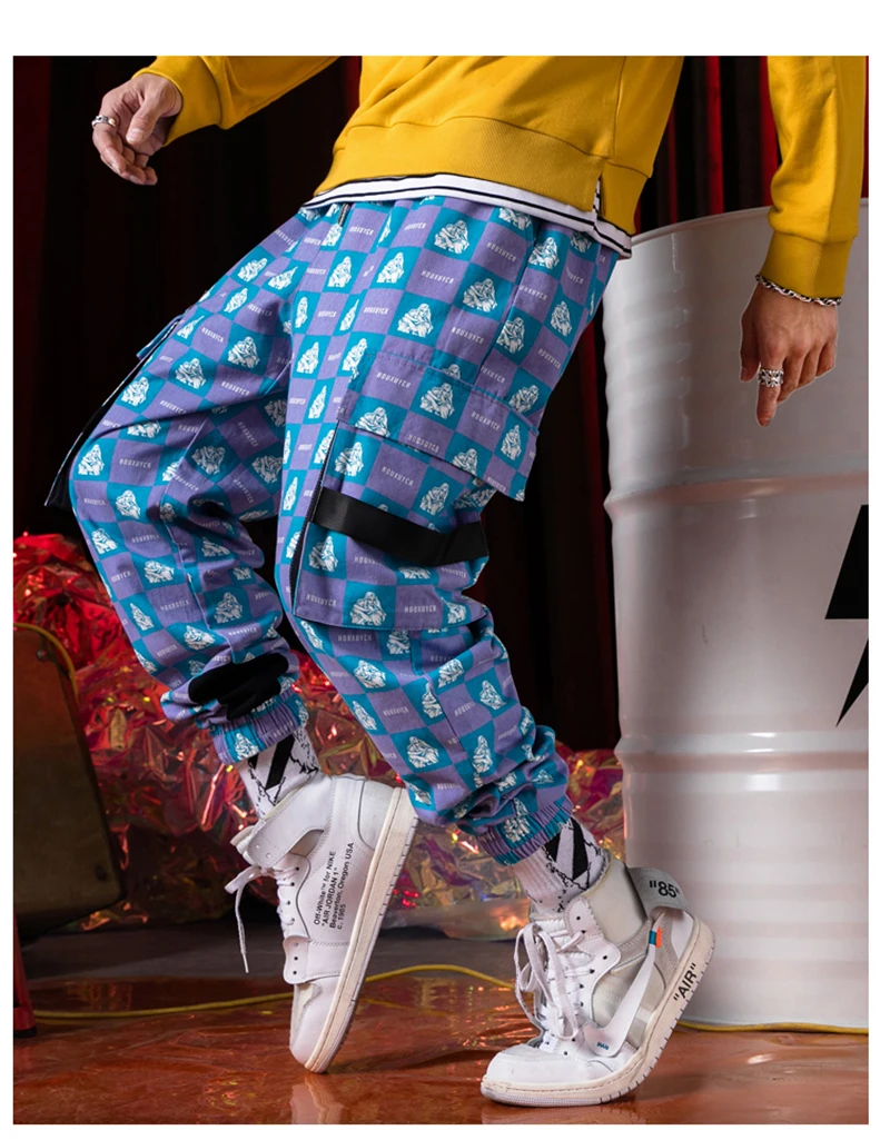 Purple Skateboard Color Pants Men Cotton Camo Hip Hop Fashion Cargo Pants  (15)