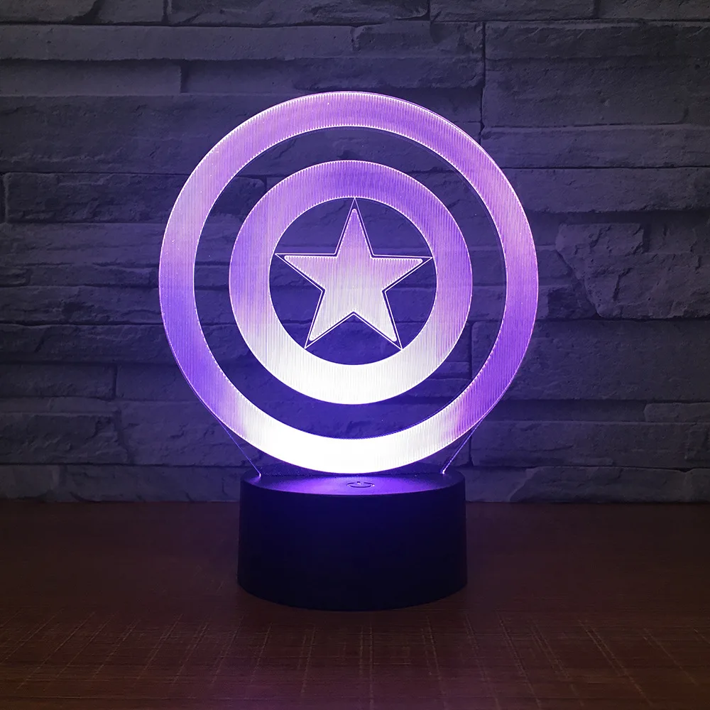  Captain America Shield Theme 3D LED Lamp Night light 7 Colors Change Touch Mood Lamp Christmas Pres - 32965604386