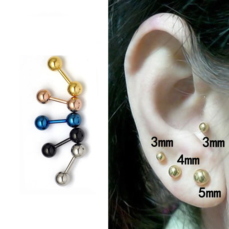 3pcs/pack Stainless Steel Small Ball Screw Ear Studs For Women Men Piercing Tragus Earrings Cute Ear Bone Nail/Stick