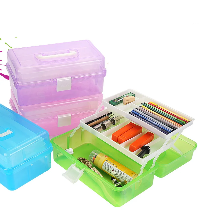 Многофункциональный пластиковый складной ящик для инструментов с ручкой, лоток для лекарств, маникюрный набор, рабочий ящик для хранения, органайзер, чехол для инструмента