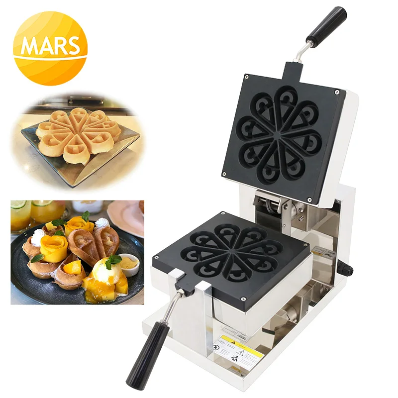 Commercial Blossom Shaped Electric Flip Waffle Makers Rotating Flower