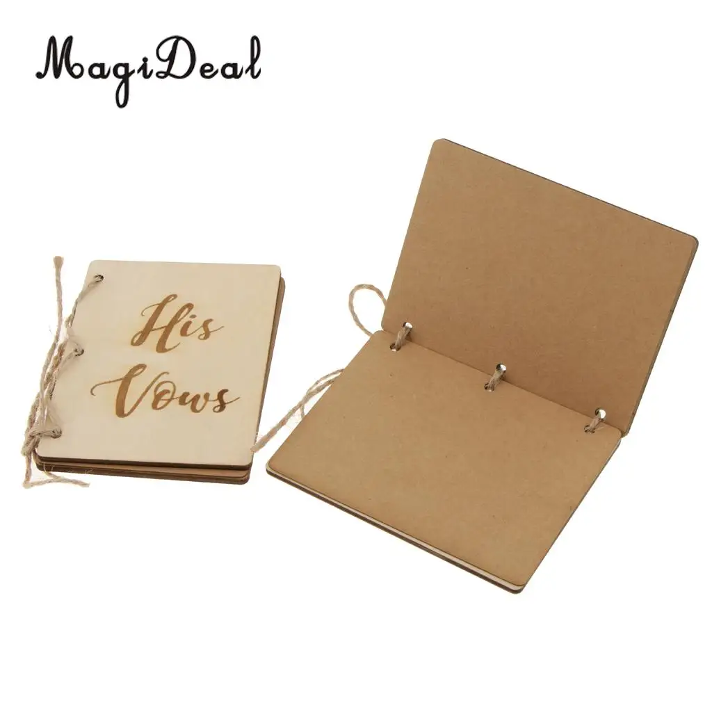 Vintage Wedding Vow Booklets Wooden Cover His Vows Her Vows Book Party Decorations