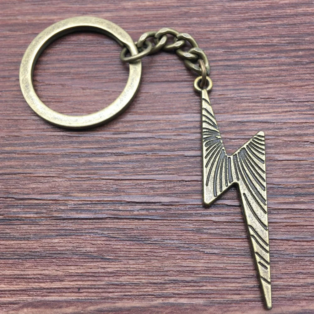 2 Pieces Keyring Lightning Keychain 50x14mm Antique Bronze New Fashion Handmade Metal KeyChain Souvenir Gifts For Women A10493 | Украшения