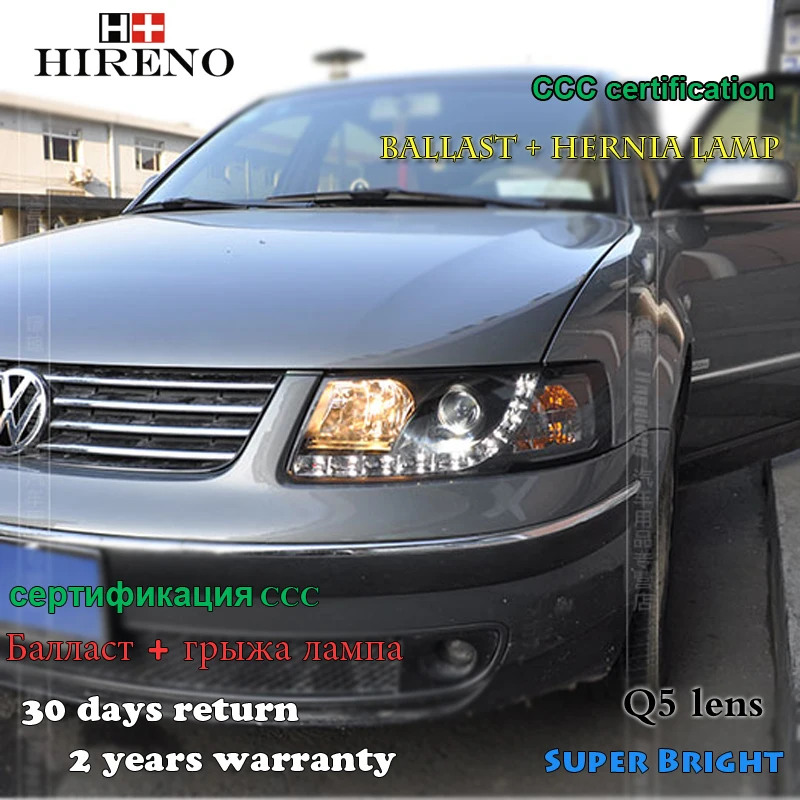 

Hireno Headlamp for 1998-2005 Volkswagen Passat B5 Headlight Assembly LED DRL Angel Lens Double Beam HID Xenon 2pcs