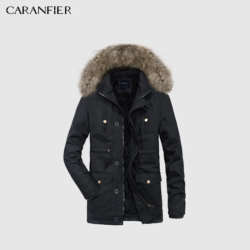Мужская зимняя парка с капюшоном CARANFIER плотное теплое бархатное пальто мужские