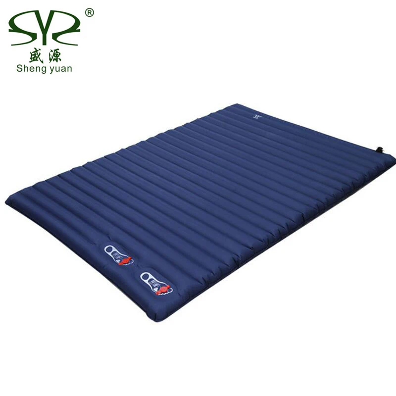 Толстая 10 см надувная подушка походный коврик портативный коврик для сна открытый тент двойной надувной матрас для кровати пляжный коврик для пикника - Цвет: Синий