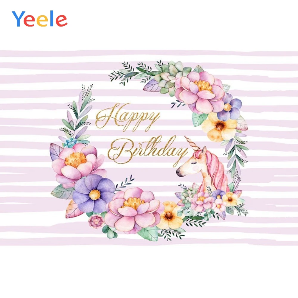 

Yeele Vinyl Unicorn Flowers Baby Girl Birthday Party Photography Background Princess Photographic Backdrop Photo Studio