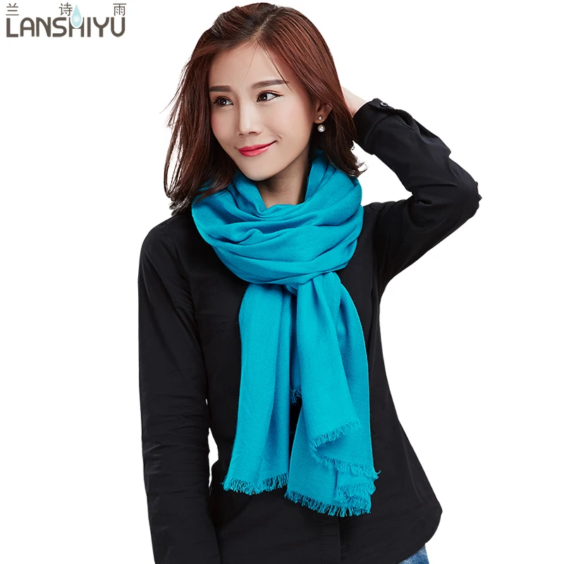 Women's Reversible 100 Lamb Wool Scarf Spring Shawl Warm Shawl Wrap