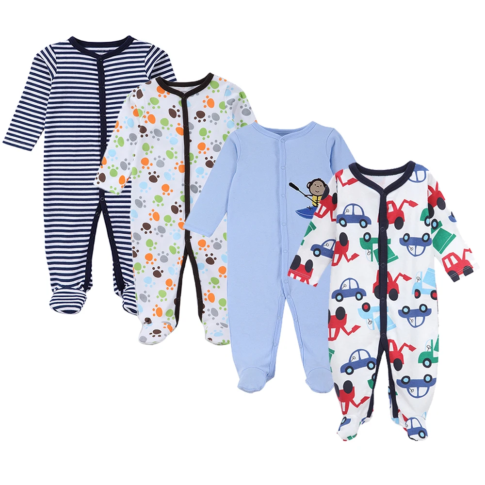 Newborn Baby Boy Rompers 2018 Spring Cotton Striped Cartoon Long Sleeve