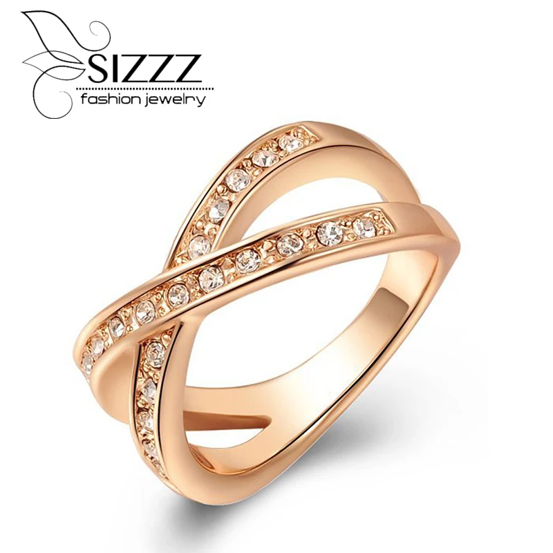 

SIZZZ 2018 New Fashion wholesale gifts authentic Cubic Zirconia Rose Gold ring for women