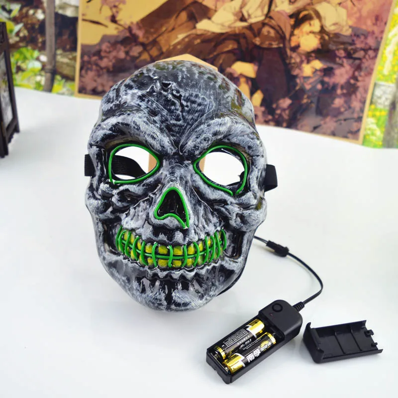 EL Flashing Mask LED masks Horror Skull Face Cover Halloween Props Haunted House Decoration Masquerade Props Mask Cool Available