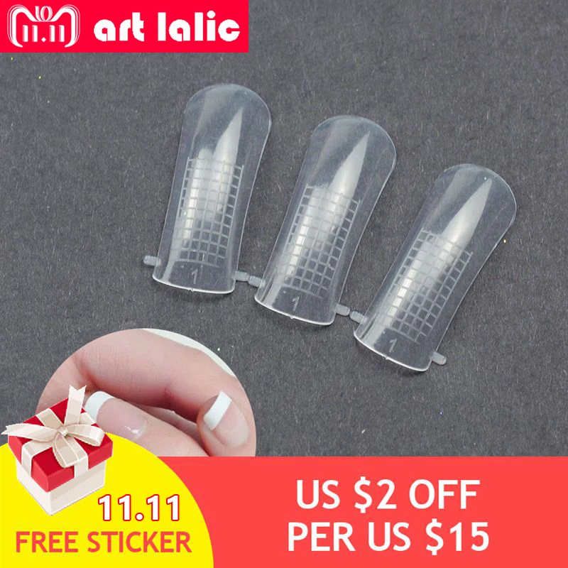 

100 Pcs Quick Building Mold Tips Nail Dual Forms Finger Extension Nail Art UV Builder Poly Art Gel Tool Form Clip