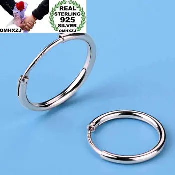 

OMHXZJ Wholesale European Fashion Woman Girl Party Wedding Man Simple Round S925 Sterling Silver Hoop Earrings EA450