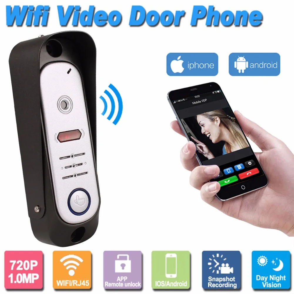 HD 720P 1.0MP Video Door Phone Intercom Control Wireless WiFi Smart Outdoor Camera IP Doorphone Doorbell System Onvif P2P F1383A