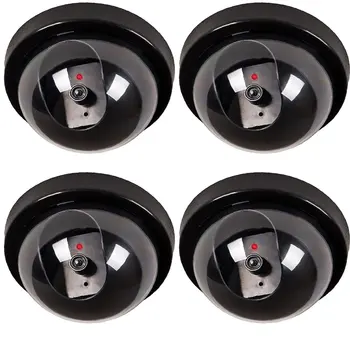 

1 Pcs Fake Dummy Camera Surveillance Simulated Camera Dome CCTV with Flashing Led Light for Indoor Outdoor Security Black