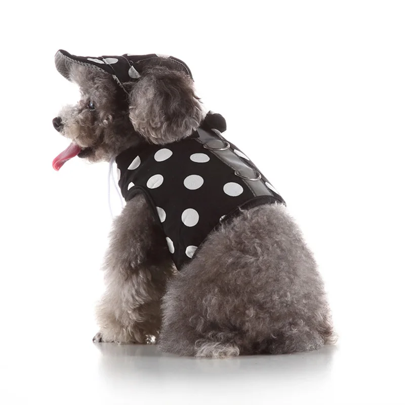 Платье-пачка принцессы в горошек для собак Одежда для собак маленькая Pet ремешок для кошек и собак жилет и поводок поводки собачьего ошейника со шляпой
