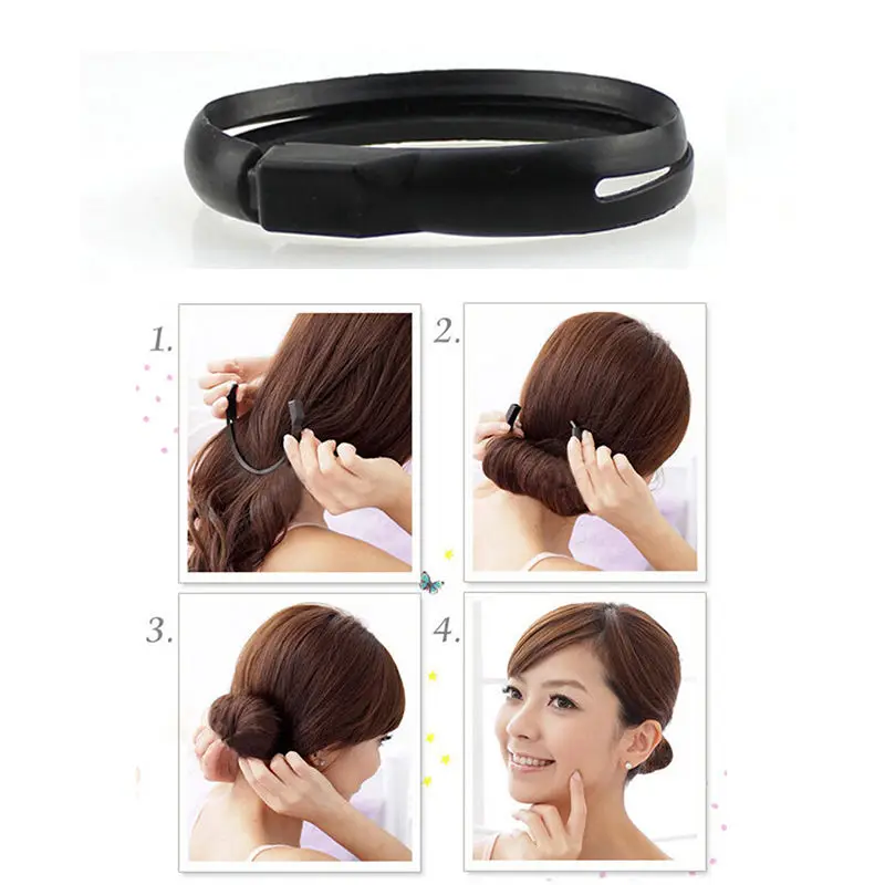

1 Black simple bun-elegant Twist Band Ring Hair Styling Raider 25cm Hair Magic Bun Ponytail Maker Tools