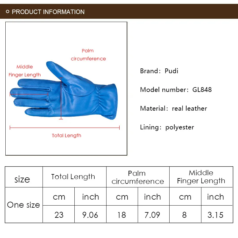 Pudi GL848 женские перчатки из натуральной кожи Зимние новые перчатки из натуральной кожи модные стильные черные коричневые 10 цветов