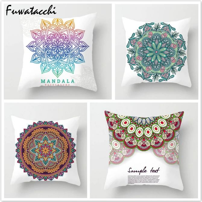 

Fuwatacchi Floral Cushion Cover Colorful Mandala Printed Pillow Cover Sunrise Mountain Throw Pillows Decorative for Sofa Car