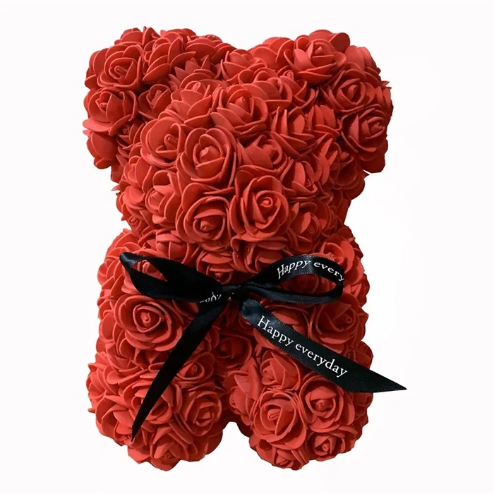 25 см, дропшиппинг, розовый Мишка, пенопласт, мишка, роза, цветок, подружка, День Святого Валентина, подарок на день рождения, украшение для вечеринки - Цвет: red