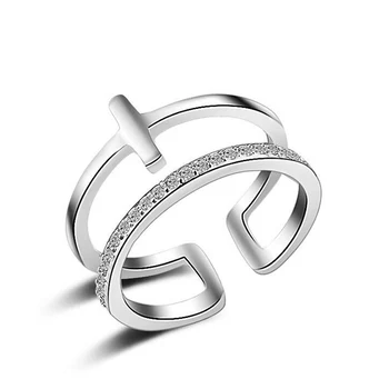 

Factory Price Brand New Design Width Cross Women Rings Fashion Double 925 Sterling Silver Rings For Woman Party Jewelry