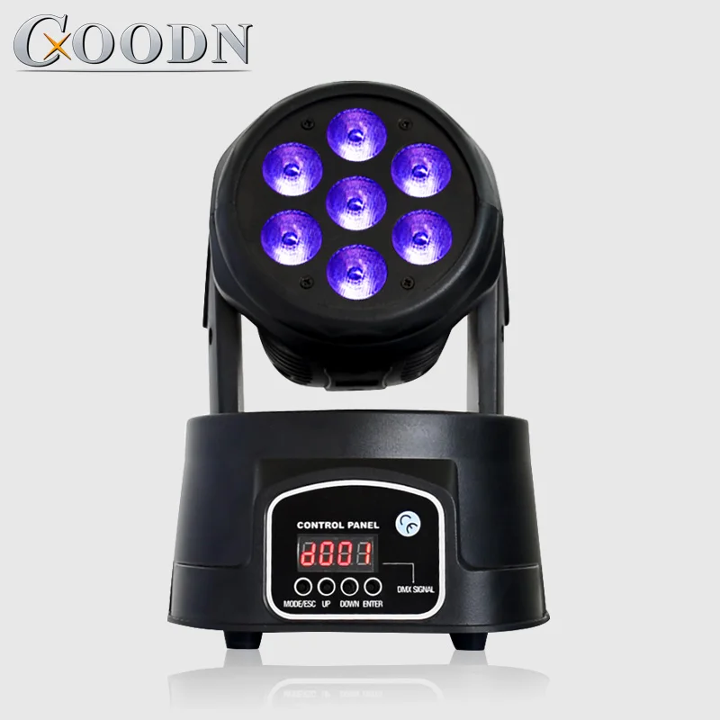 Светодиодный сценический светильник с движущейся головкой s Disco DMX RGBW 7X12W мини-моющийся светильник