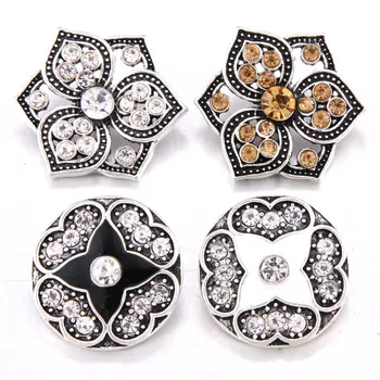 

2019 New 10pcs/lot 18mm Snap Jewelry Flower Styles Metal Snap buttons Buttons Rhinestone Watches Snaps Jewelry