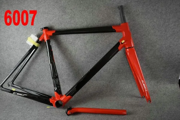 Красный C60 c64 карбоновый дорожный каркас полный углеродного волокна набор рам для дорожных велосипедов карбоновая рама для велосипеда - Цвет: 6007