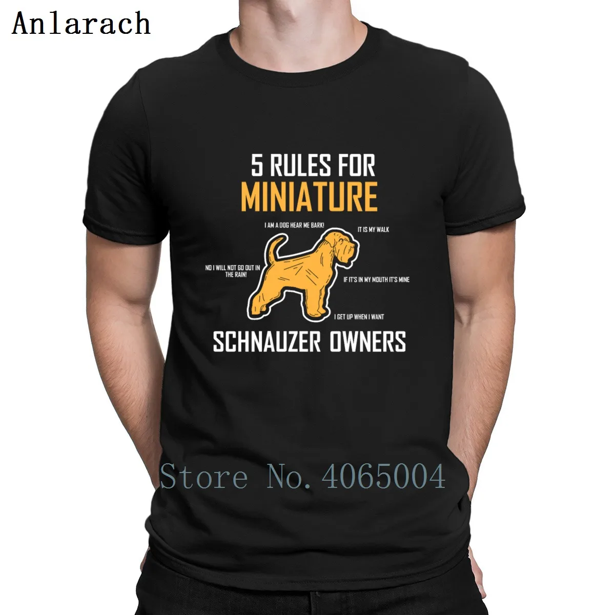 

Miniature Schnauzer Five Rules For Dog Owners T Shirt Funny Summer Style Fit Cotton Natural Plus Size 3xl Printing Leisure Shirt