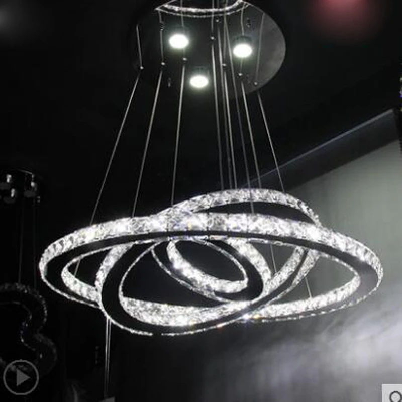 

Modern Creative Circular Restaurant Lighting Stainless Steel Art Living Room Light Round led Crystal Chandelier LED lighting led
